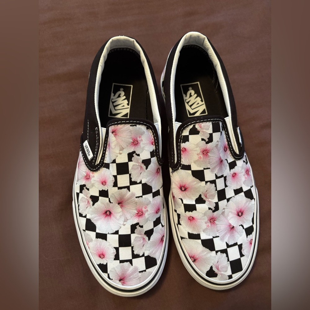 Vans Floral Checkered Slip-On Shoes